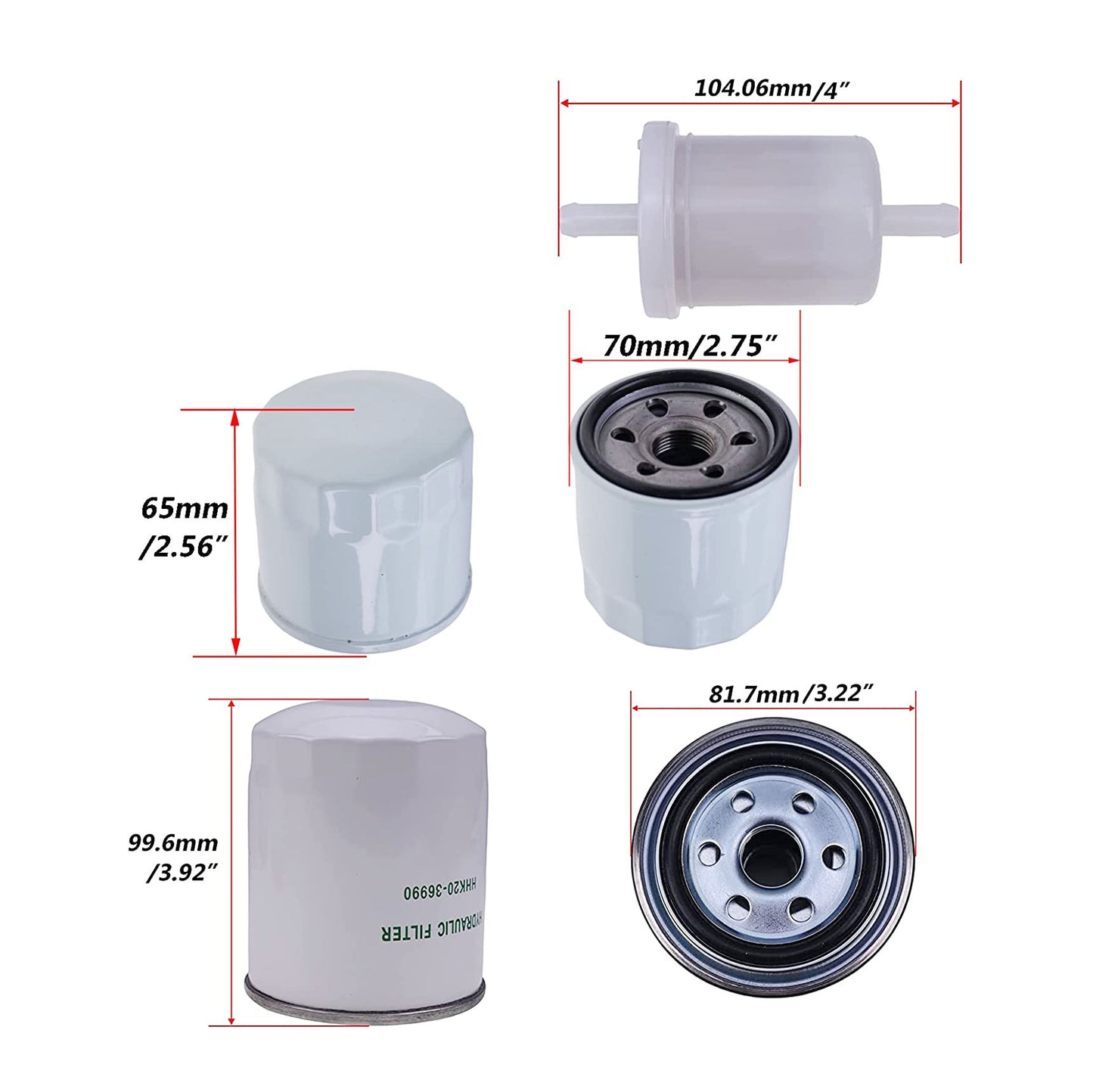 New HH150-32430 K1211-82320 12581-43012 HHK20-36990 Filter Kit Compatible with Kubota G2160 GR2110 GR2120 ZD18 ZD18F ZD21 ZD21F BX1500D BX1800D BX1830D BX1850D BX1860 BX2230D BX2350D BX2360 BX2370 BX24D BX25