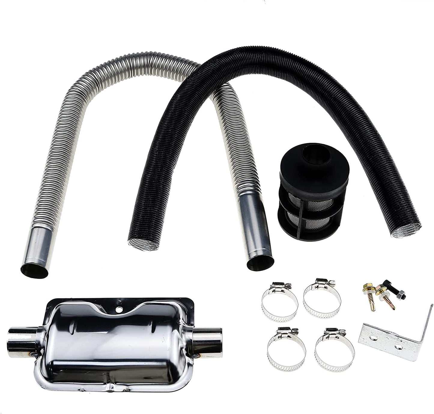 New Car Exhaust Pipe Silencer Muffler Clamps Bracket 24mm/0.94inch Stainless Steel Exhaust Pipe 251864810100 for Eberspacher Parking Air Diesel Heater(60cm)