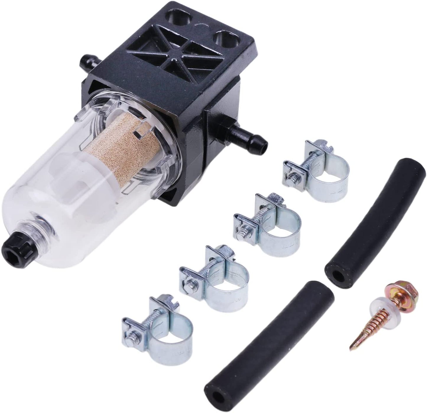 New Fuel Water Separator Assy Bronze Fuel Filter Element Kit 6mm Outlet and Inlet with Hoses and Clamps Compatible with Webasto Eberspacher Diesel Parking Heaters