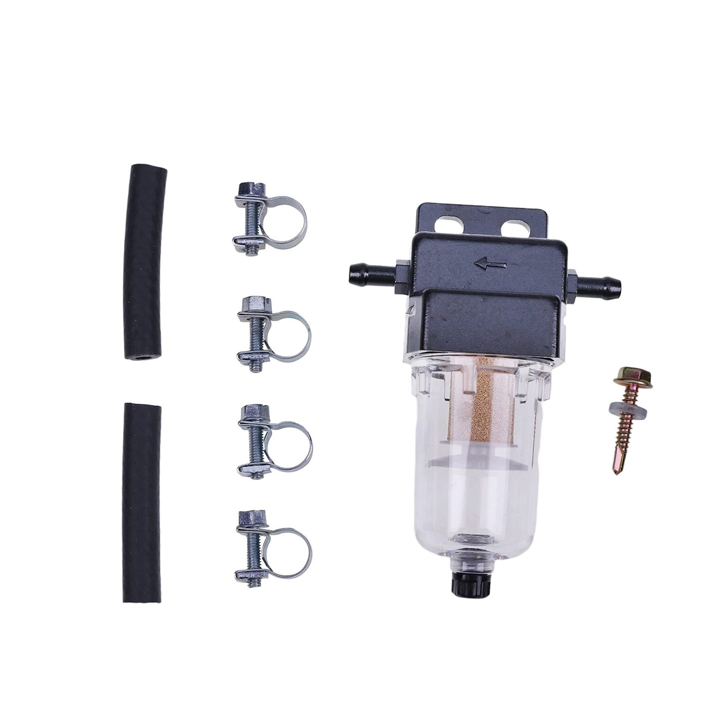 New Fuel Water Separator Assy Bronze Fuel Filter Element Kit 6mm Outlet and Inlet with Hoses and Clamps Compatible with Webasto Eberspacher Diesel Parking Heaters
