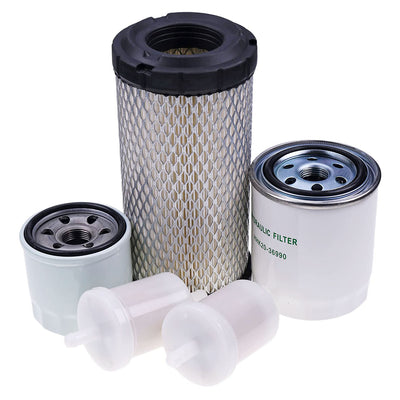 New HH150-32430 K1211-82320 12581-43012 HHK20-36990 Filter Kit Compatible with Kubota G2160 GR2110 GR2120 ZD18 ZD18F ZD21 ZD21F BX1500D BX1800D BX1830D BX1850D BX1860 BX2230D BX2350D BX2360 BX2370 BX24D BX25
